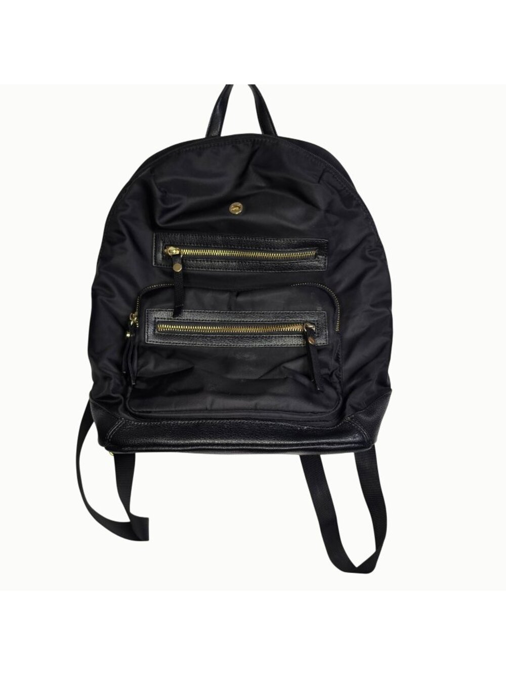 Travanti Black Backpack Gold Tone Hardware Travel Bag Adjustable Straps